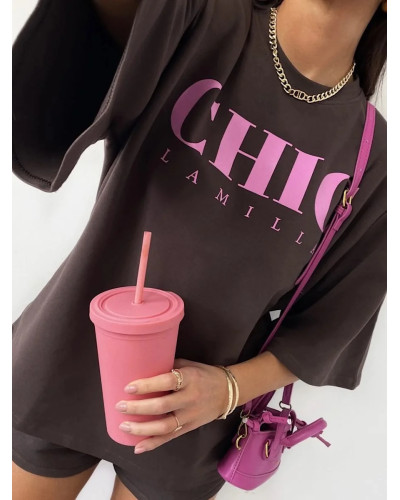 T-shirt oversize CHIC La Milla czekoladowy