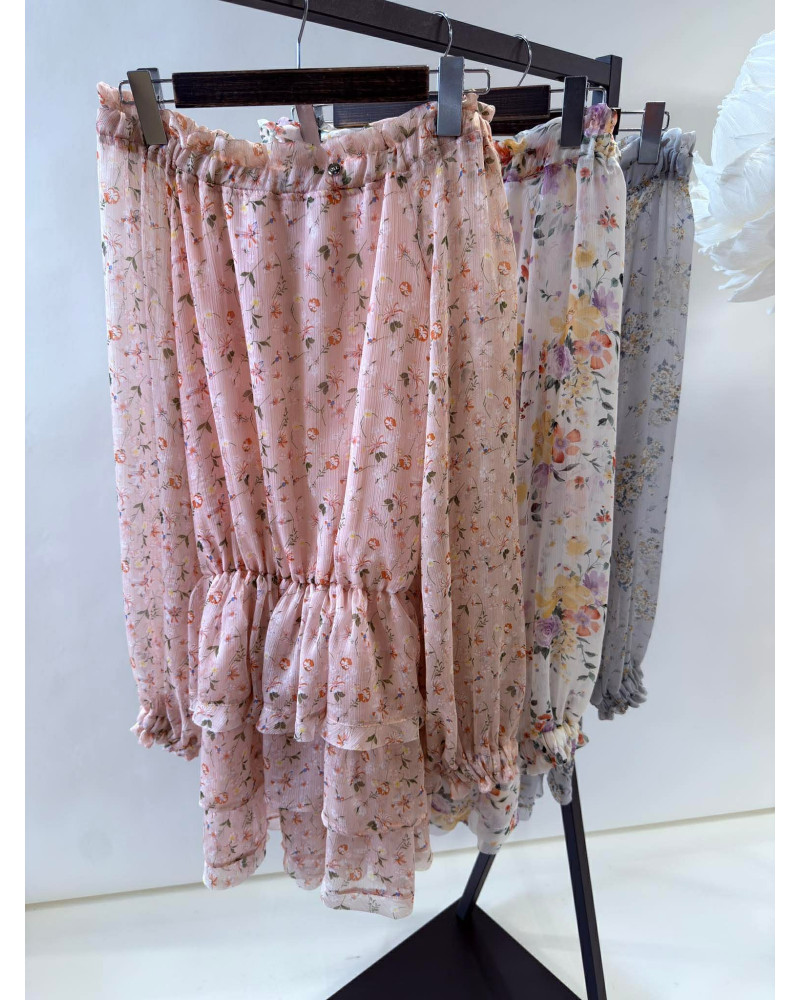 Sukienka hiszpanka w kwiaty By o la la...! szara