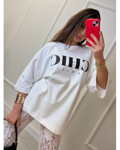 T-shirt oversize CHIC La Milla śmietankowy