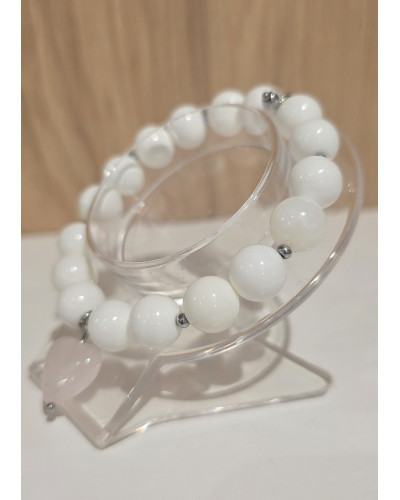 Bransoletka Maluma By o la la..! biała z różowym sercem