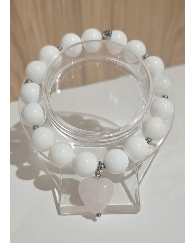 Bransoletka Maluma By o la la..! biała z różowym sercem