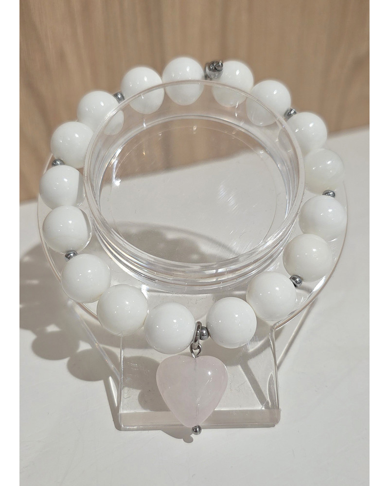 Bransoletka Maluma By o la la..! biała z różowym sercem