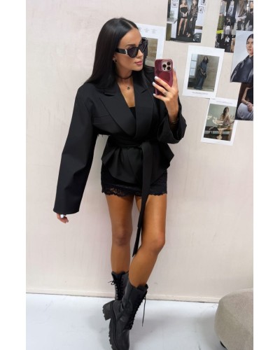 Marynarka wiązana materiałowa La Milla czarna