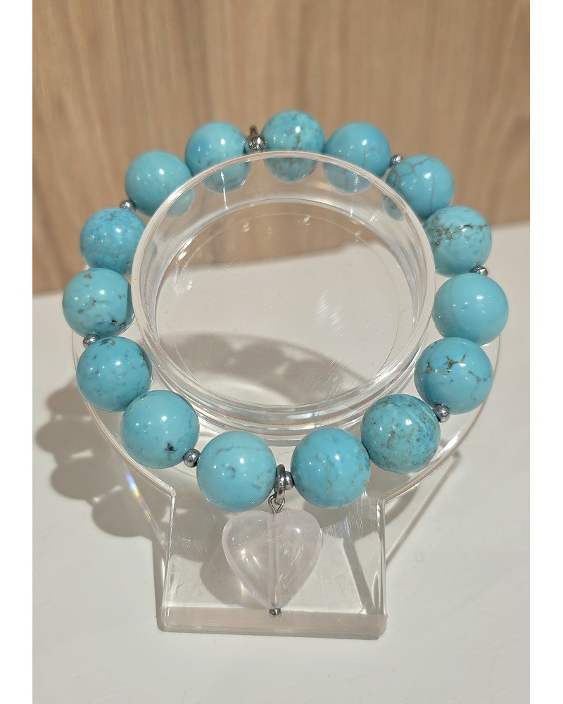 Bransoletka Morena By o la la..! turkusowa z kryształowym serduszkiem