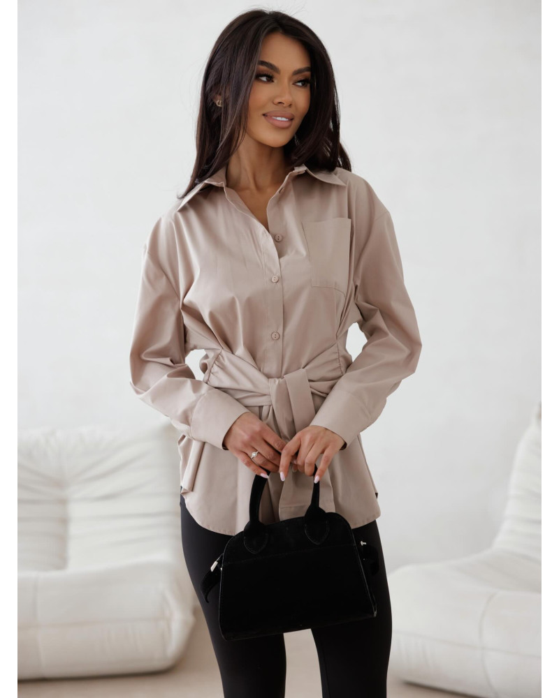 Koszula z wiązaniem w talii By o la la...! beżowa