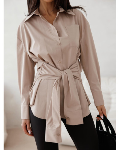 Koszula z wiązaniem w talii By o la la...! beżowa