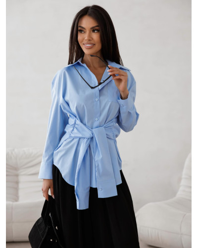 Koszula z wiązaniem w talii By o la la...! niebieska
