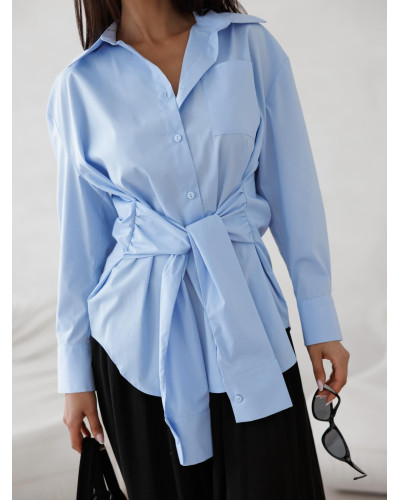Koszula z wiązaniem w talii By o la la...! niebieska