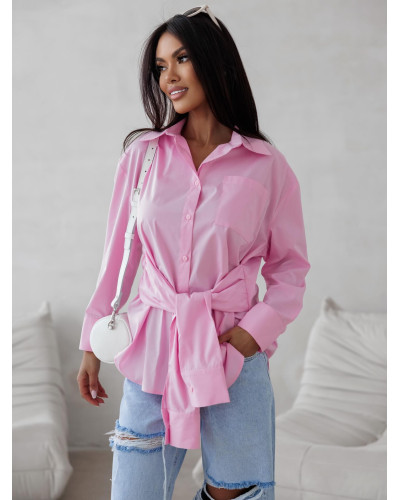 Koszula z wiązaniem w talii By o la la...! różowa