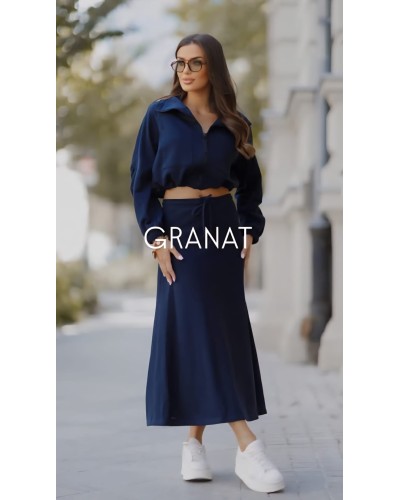 Krótka bluza na suwak By o la la...! granatowa