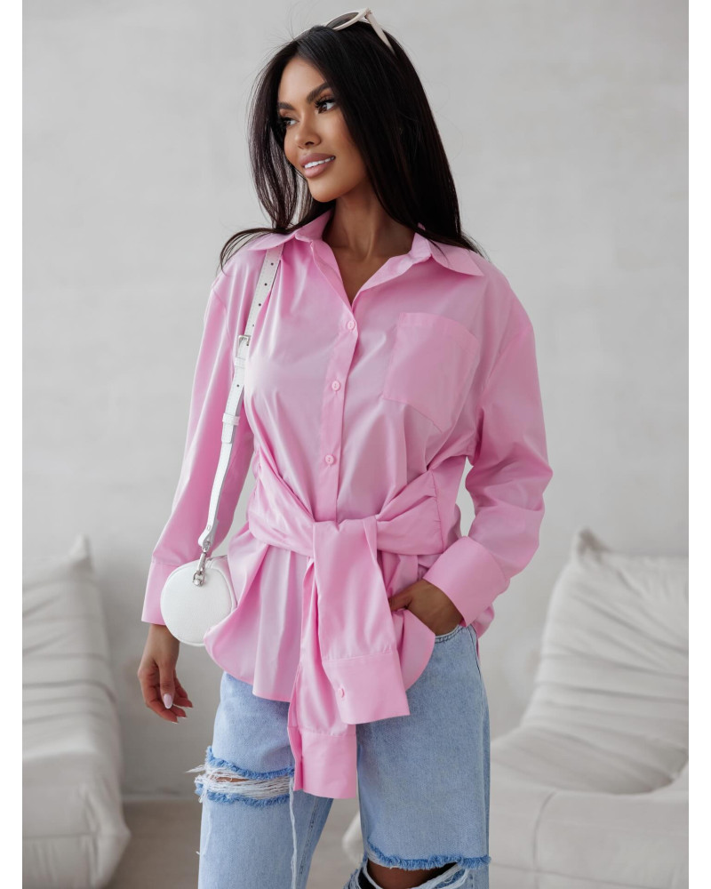 Koszula z wiązaniem w talii By o la la...! różowa
