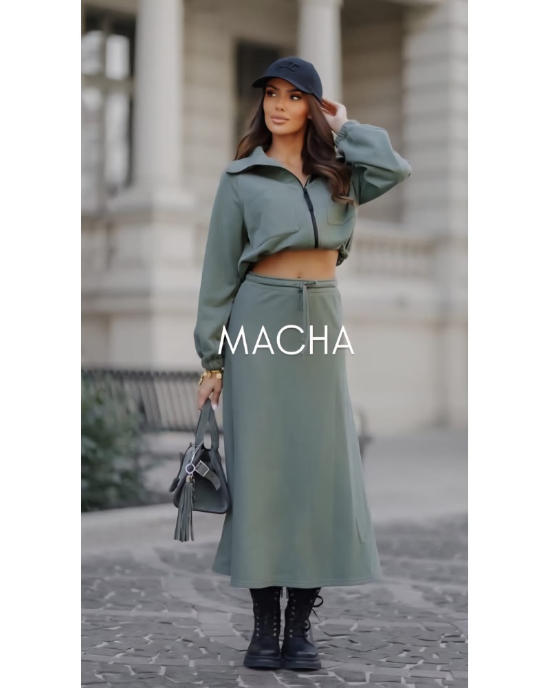 Krótka bluza na suwak By o la la...! matcha Krótka bluza na suwak By o la la...! matcha