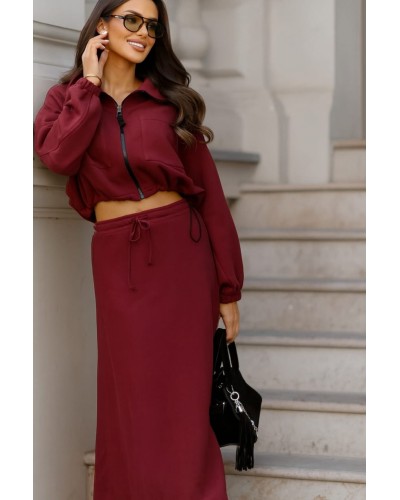 Krótka bluza na suwak By o la la...! merlot