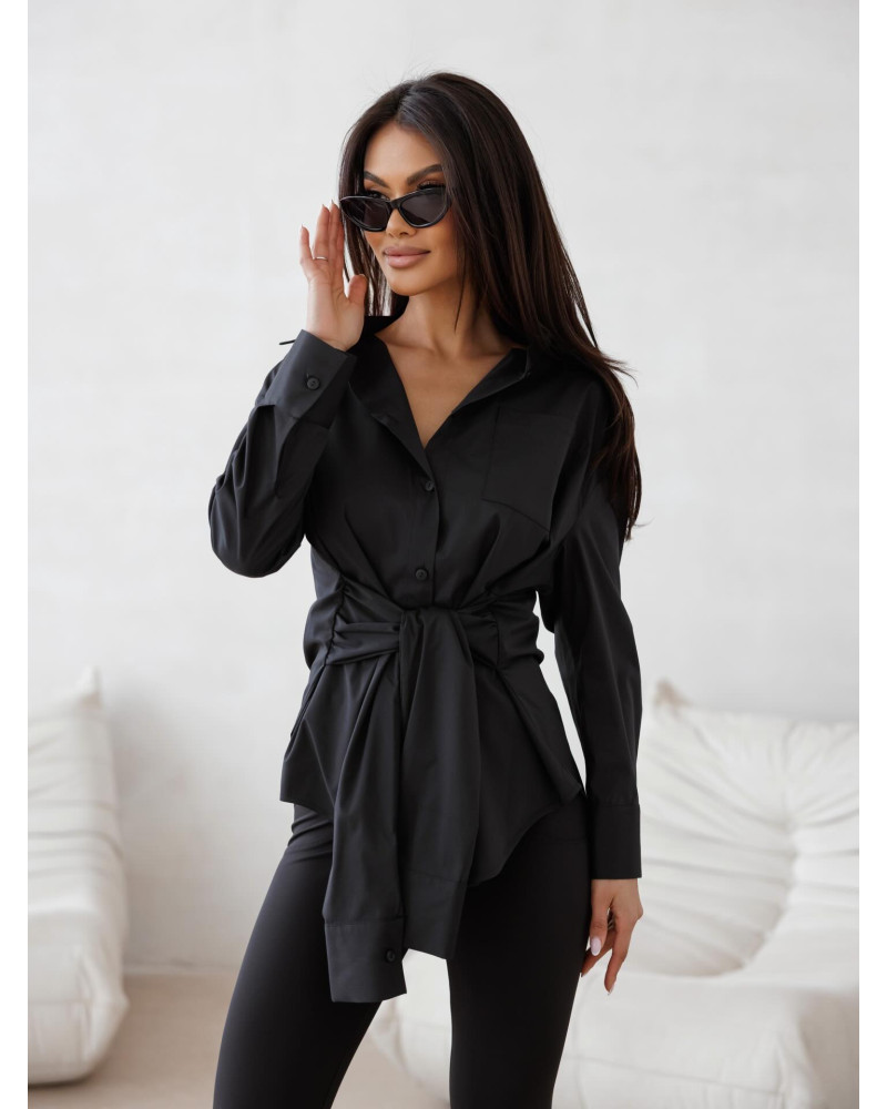 Koszula z wiązaniem w talii By o la la...! czarna