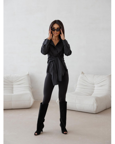 Koszula z wiązaniem w talii By o la la...! czarna