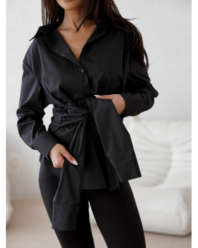 Koszula z wiązaniem w talii By o la la...! czarna