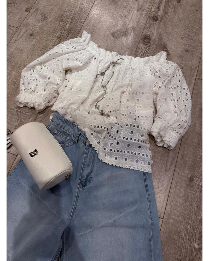 Bluzka hiszpanka ażurowa By o la la...! biała