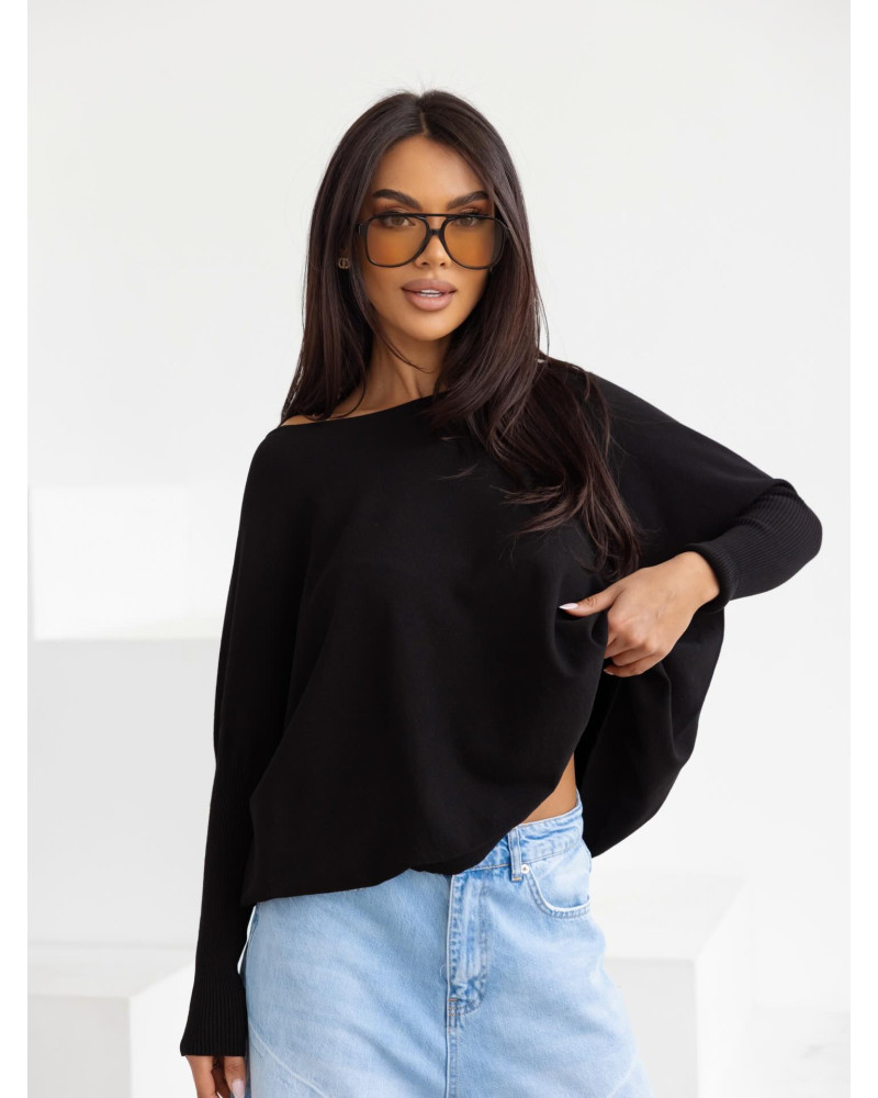 Sweter cienki z długimi ściągaczami By o la la...! czarny