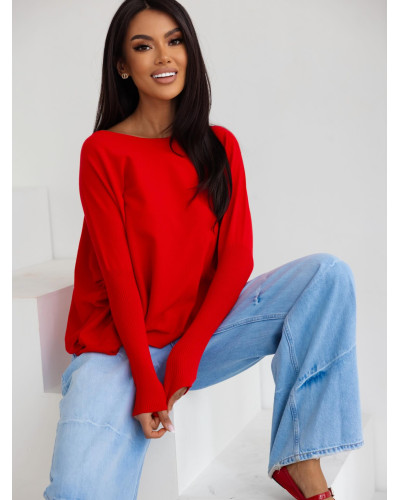 Sweter cienki z długimi ściągaczami By o la la...! czerwony