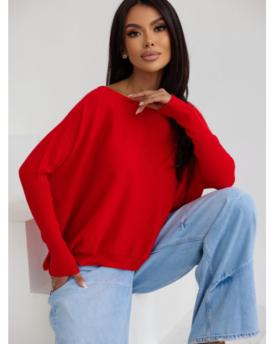 Sweter cienki z długimi ściągaczami By o la la...! czerwony