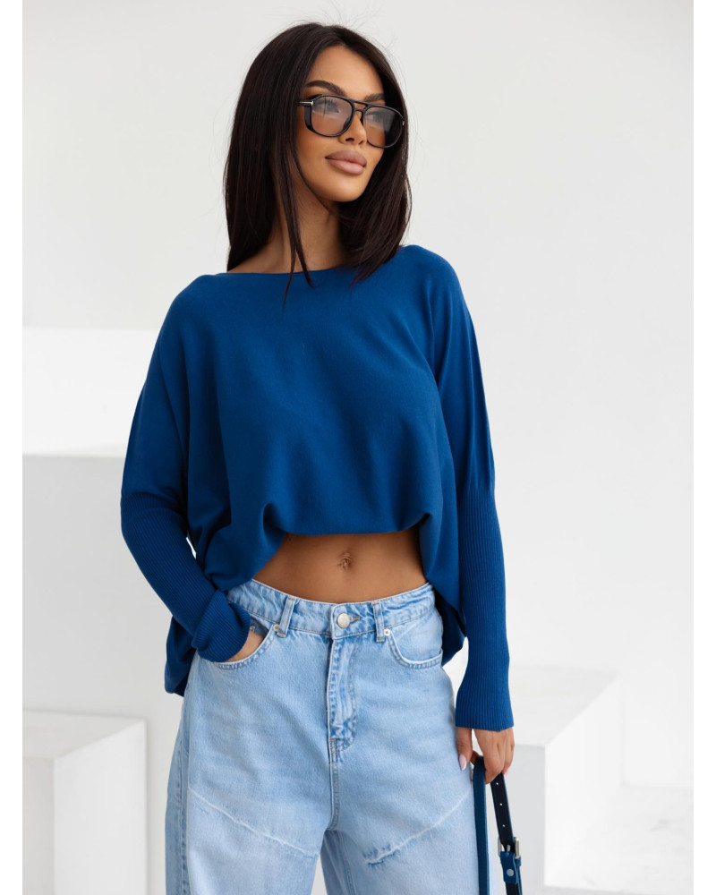 Sweter cienki z długimi ściągaczami By o la la...! granatowy