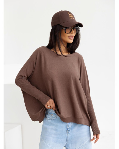 Sweter cienki z długimi ściągaczami By o la la...! kakaowy