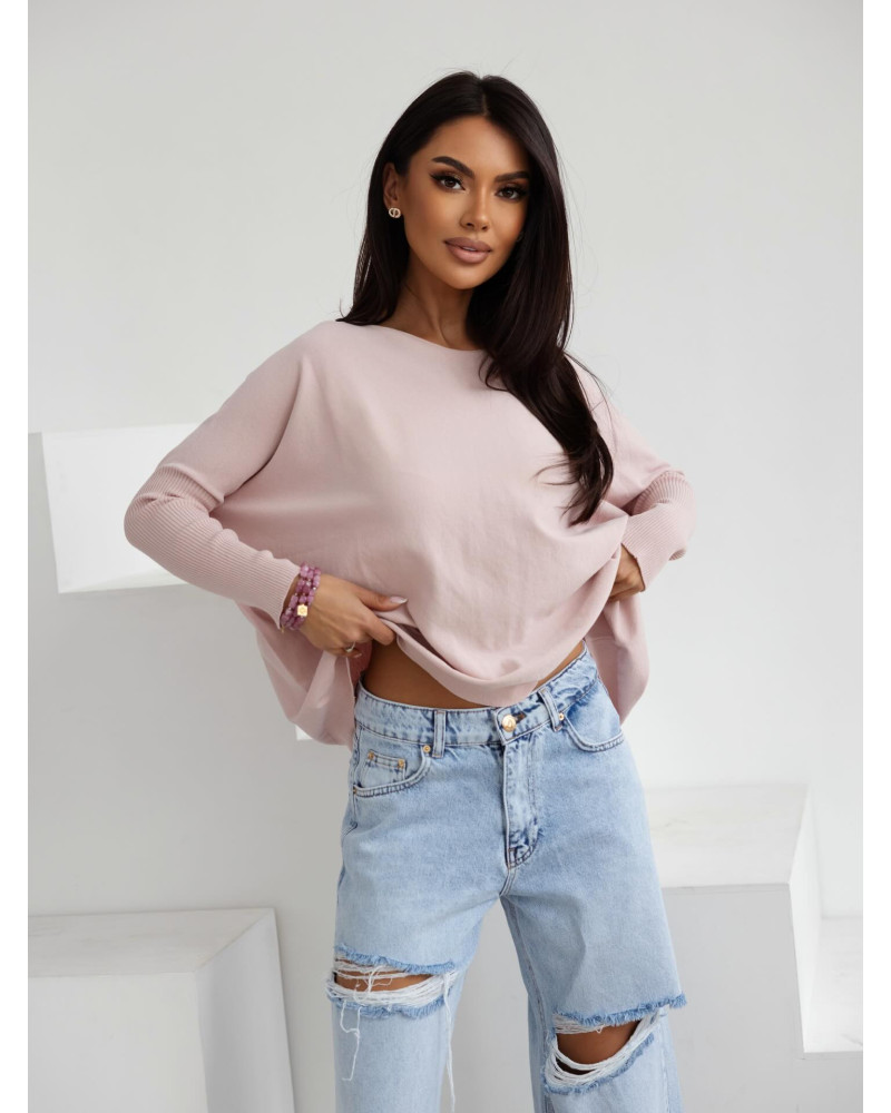 Sweter cienki z długimi ściągaczami By o la la...! różowy