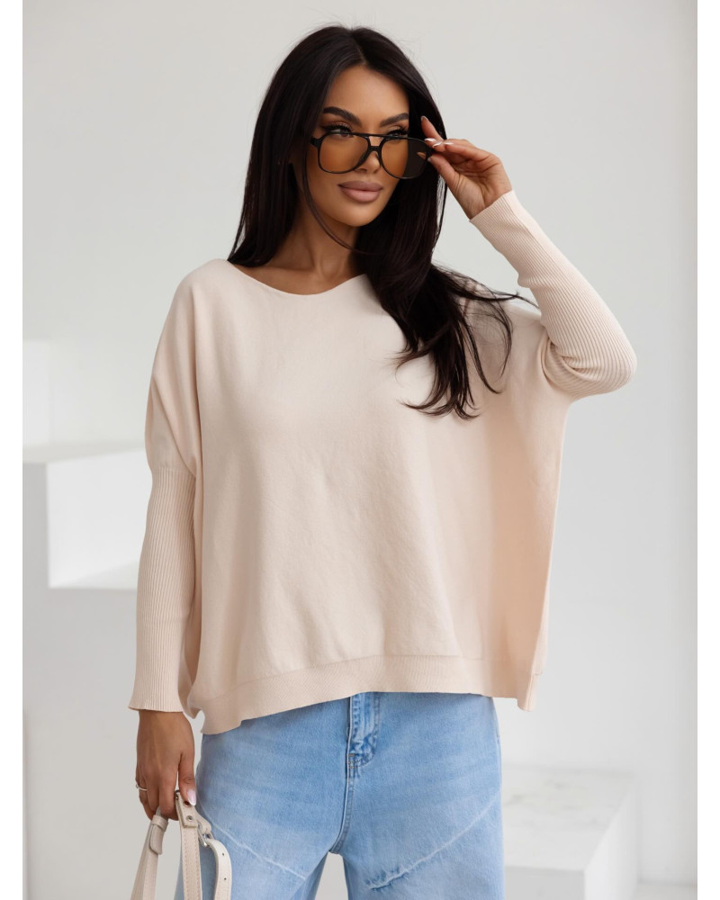 Sweter cienki z długimi ściągaczami By o la la...! nude