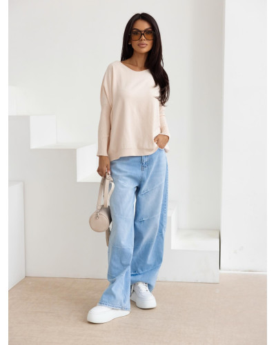 Sweter cienki z długimi ściągaczami By o la la...! nude