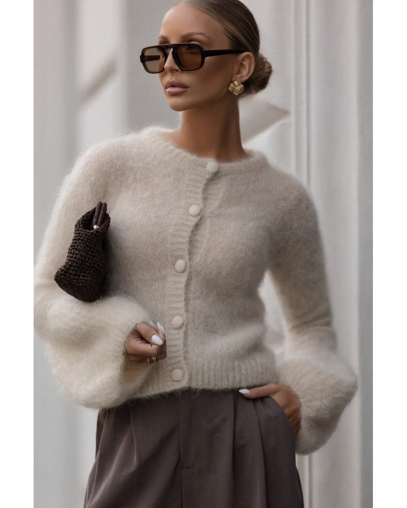 Sweter moherowy z guzikami beżowy Sweter moherowy z guzikami beżowy