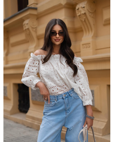 Bluzka hiszpanka ażurowa By o la la...! biała
