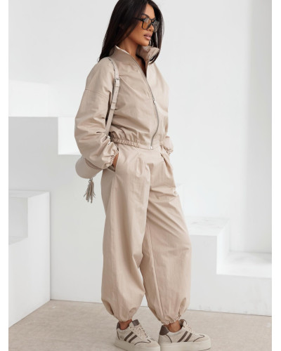 Komplet ortalionowy z bomberką By o la la...! beżowy