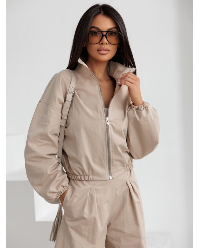 Komplet ortalionowy z bomberką By o la la...! beżowy