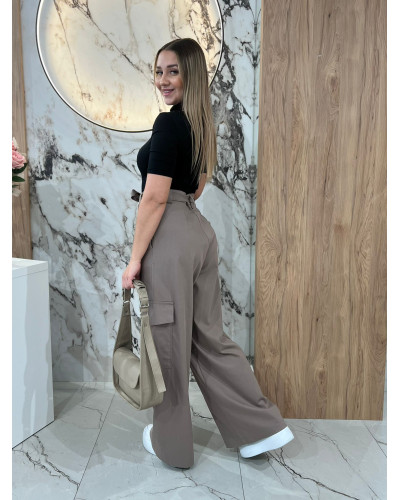 Spodnie bojówki z paskiem By o la la...! kakao