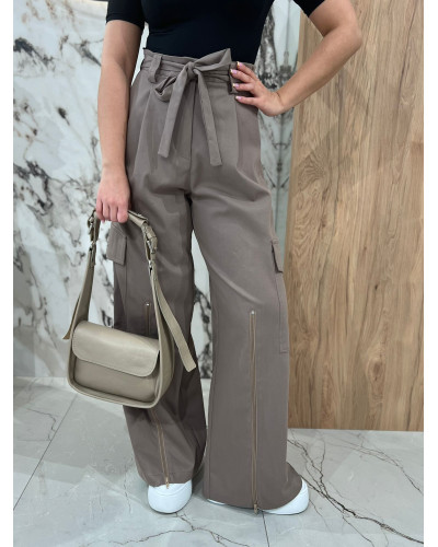 Spodnie bojówki z paskiem By o la la...! kakao