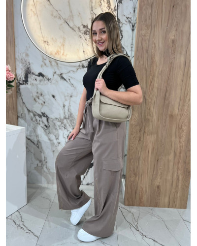 Spodnie bojówki z paskiem By o la la...! kakao