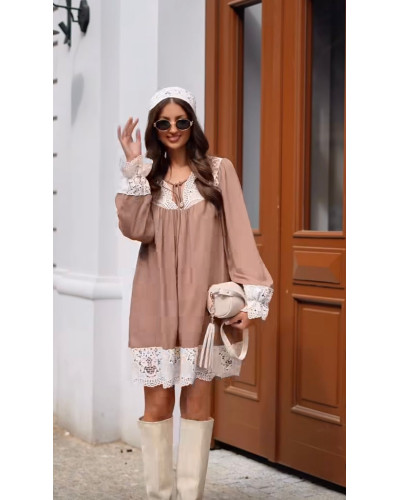 Sukienka z koronką By o la la...! kakao