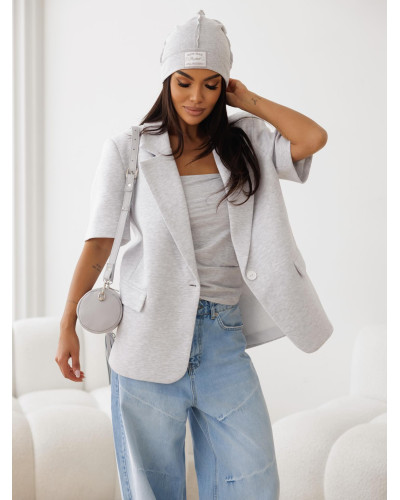 Marynarka dresowa z krótkim rękawem By o la la...! szary melanż