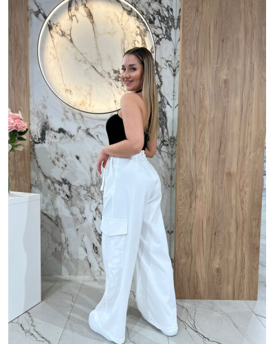 Spodnie bojówki z paskiem By o la la...! białe