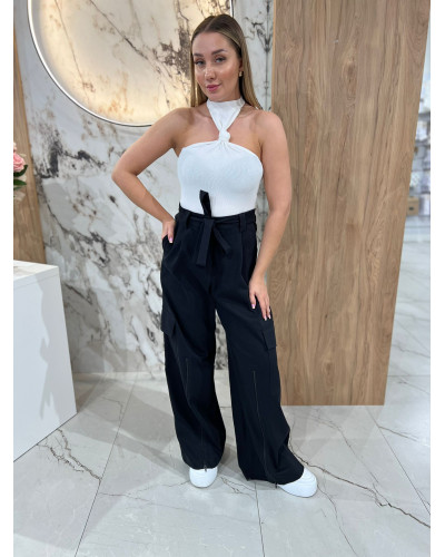 Spodnie bojówki z paskiem By o la la...! czarne