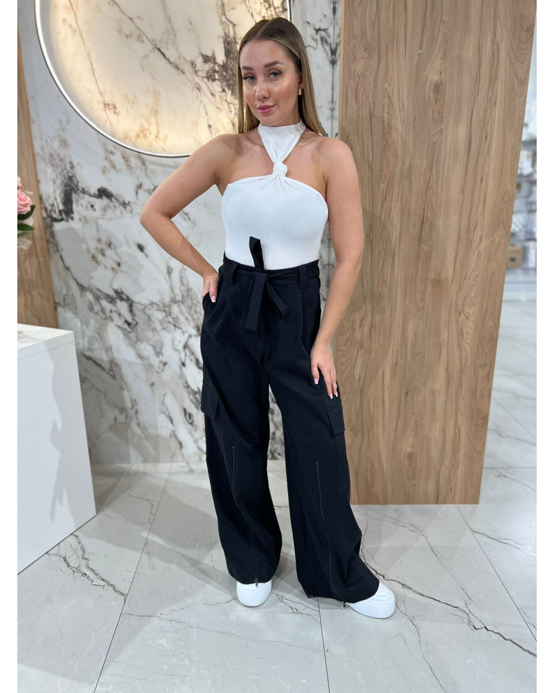 Spodnie bojówki z paskiem By o la la...! czarne