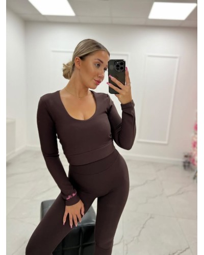 Komplet legginsy plus top La Milla czekoladowy