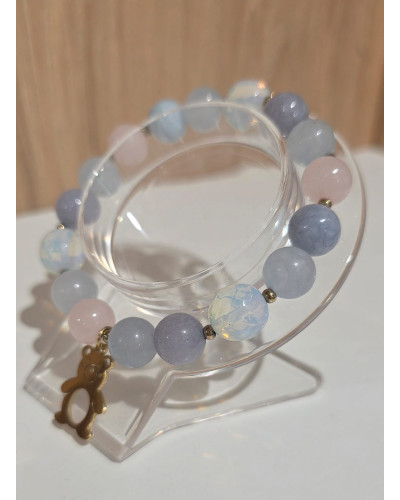 Bransoletka miś By o la la..! błękit z różem