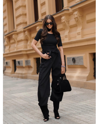 Spodnie bojówki z paskiem By o la la...! czarne