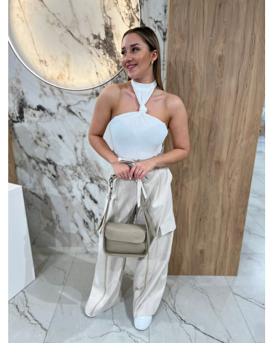 Spodnie bojówki z paskiem By o la la...! beżowe