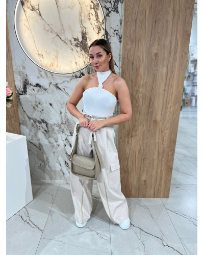 Spodnie bojówki z paskiem By o la la...! beżowe
