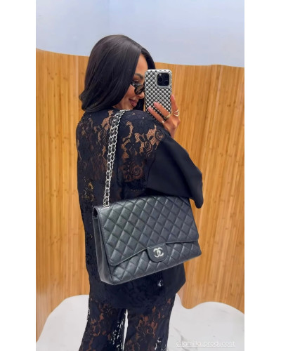 T-shirt z koronkowym tyłem La Milla czarny