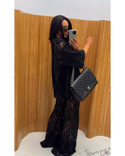 T-shirt z koronkowym tyłem La Milla czarny