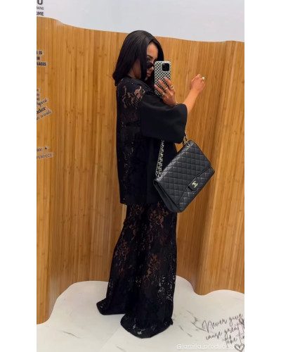 T-shirt z koronkowym tyłem La Milla czarny