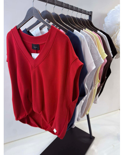 Bluza bez rękawów oversize By o la la...! śmietanowa